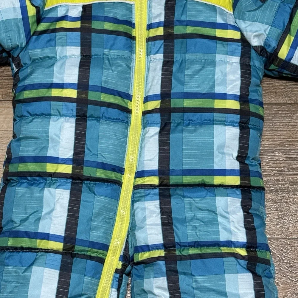 Rugged Bear‎ Snowsuit 6-9 Months Blue Green Plaid Insulated Hand/feet Covers